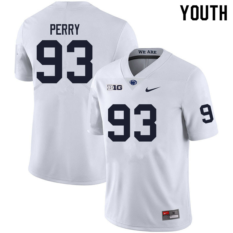 Youth #93 Spencer Perry Penn State Nittany Lions College Football Jerseys Sale-White